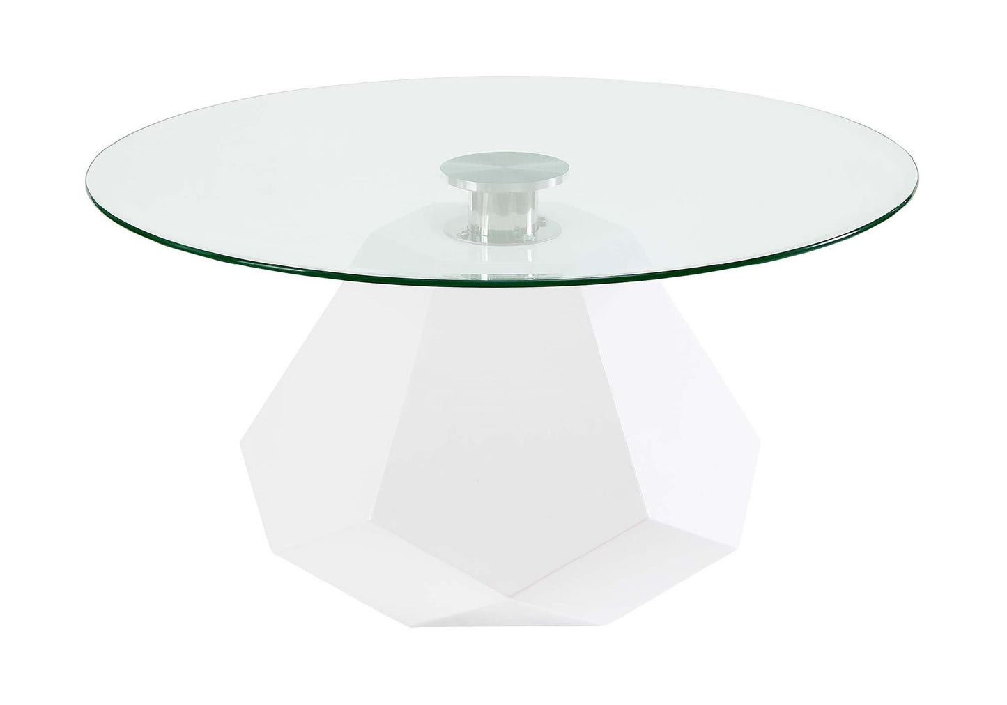 acme chara coffee table, white high gloss & clear glass