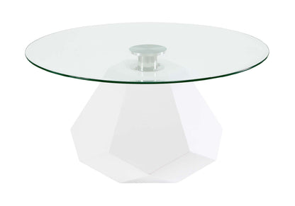ACME Chara Coffee Table, White High Gloss & Clear Glass
