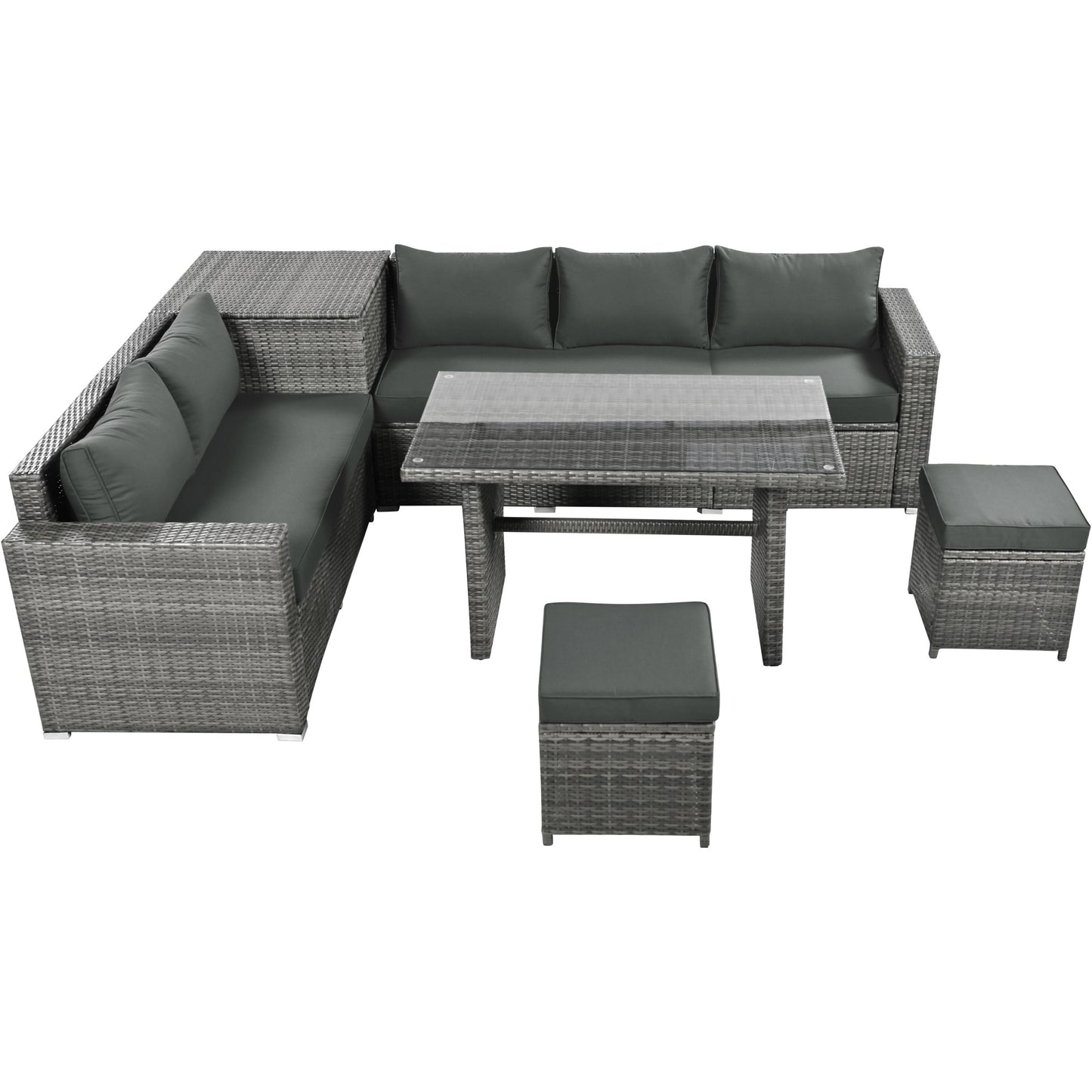 outdoor 6-piece all weather pe rattan sofa set