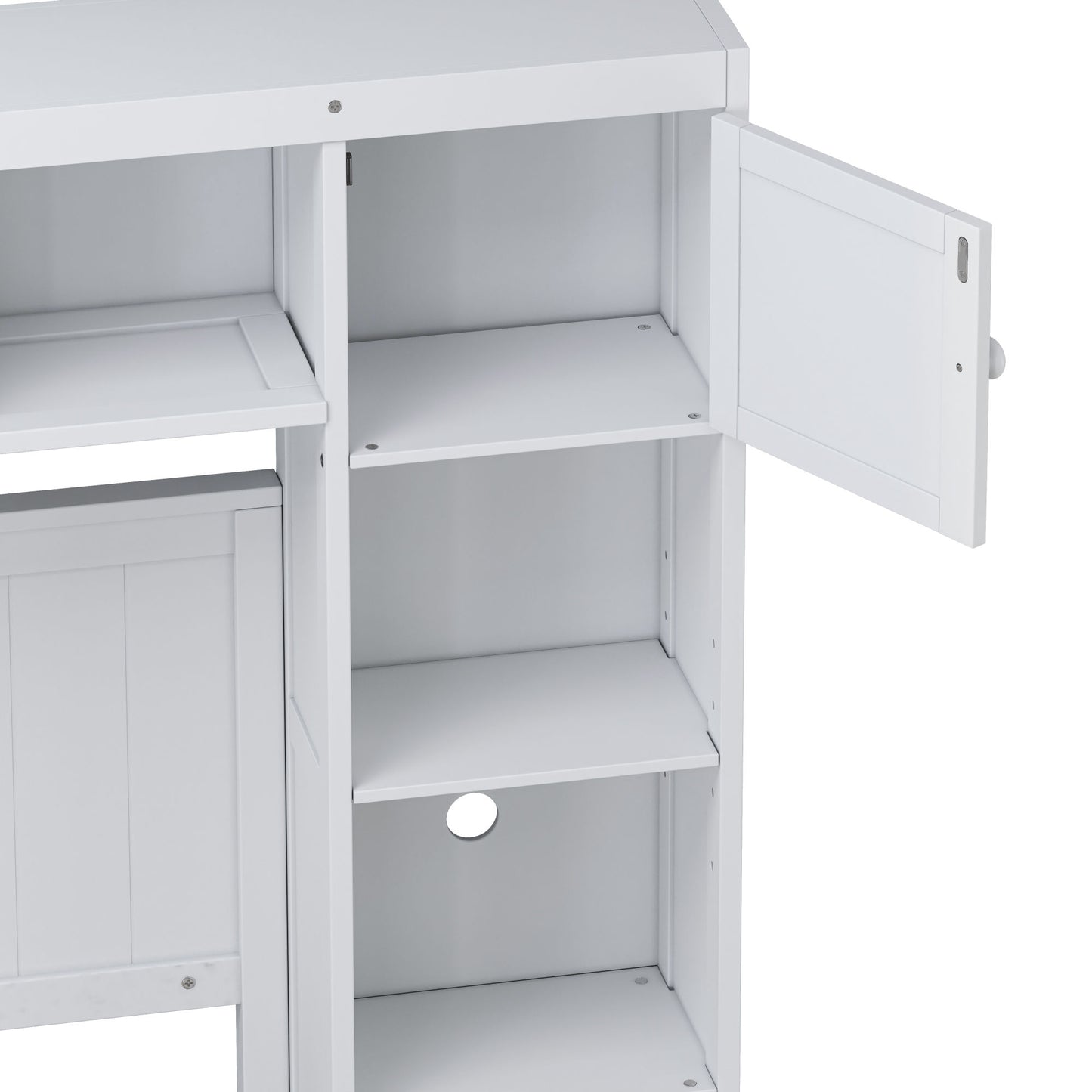 elegant and functional bed with 4 drawers and all-in-one cabinet and shelf, white