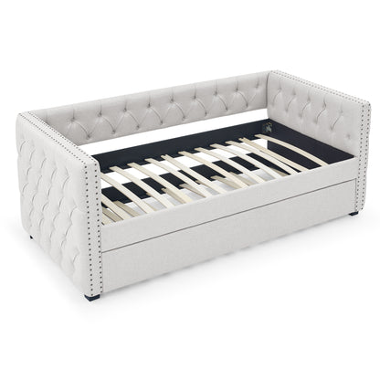 Daybed with Trundle Upholstered Tufted Sofa Bed