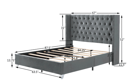 Toni Queen bed with one nightstand,  metal legs with Electroplate #1