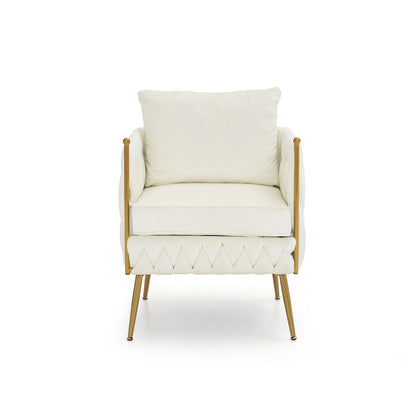 Modern 3-Seat Velvet Fluffy Tufted  Upholstered Sofa Set, Cream White Velvet