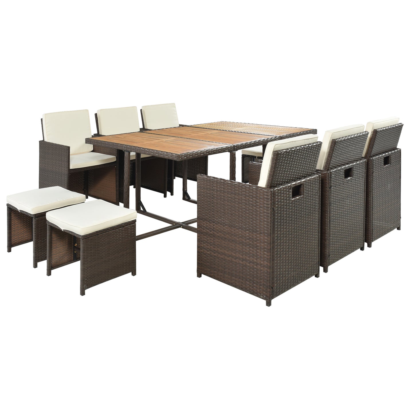 topmax 11-piece patio all-weather pe wicker dining table set