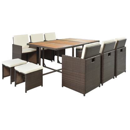 TOPMAX 11-Piece Patio All-Weather PE Wicker Dining Table Set