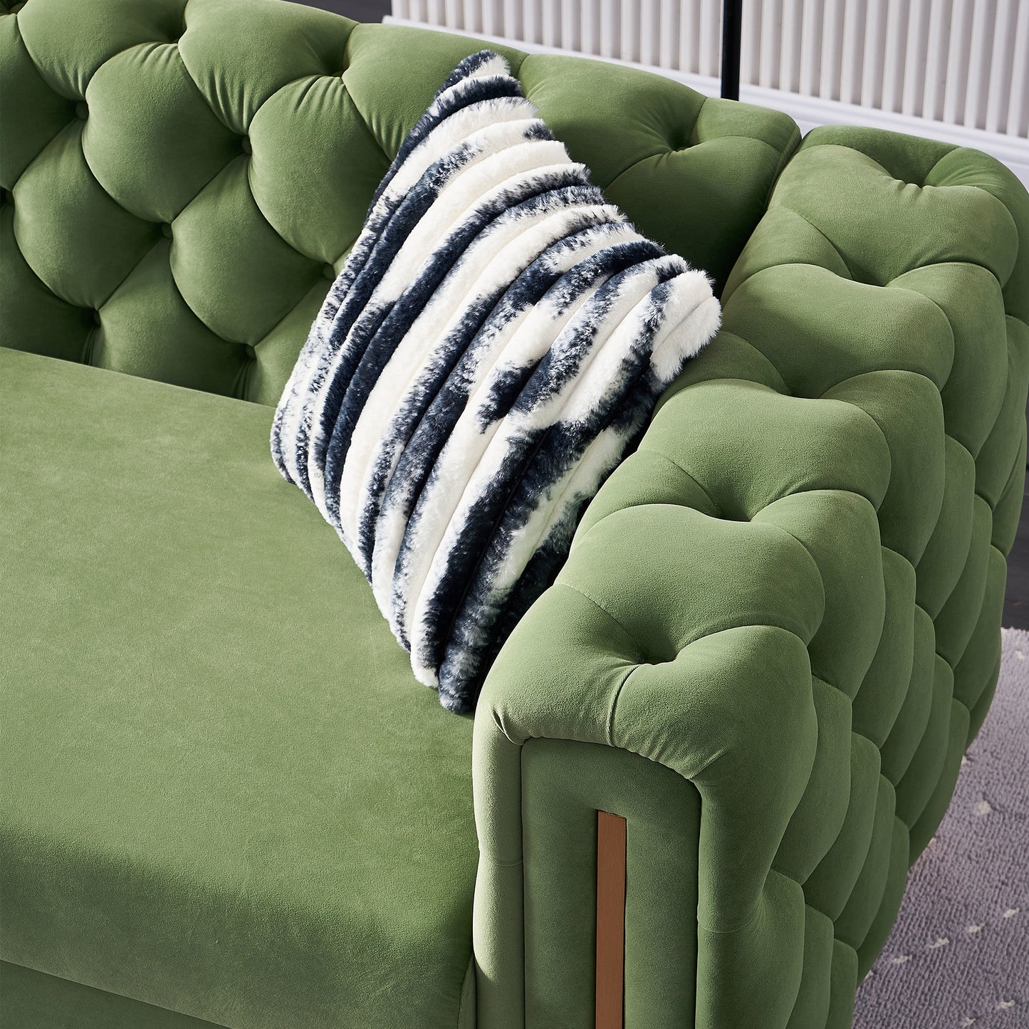 chesterfield modern tufted velvet sofa ,mint green