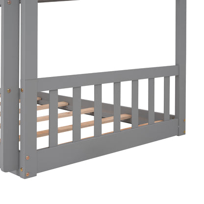 Twin-Over-Twin-Over-Twin Triple Bed with Built-in Ladder and Slide