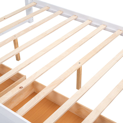 3-Pieces Bedroom Sets  with Nightstand(USB Charging Ports) and Storage Chest,White+Walnut