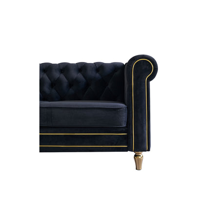 Chesterfield Velvet Sofa, Black