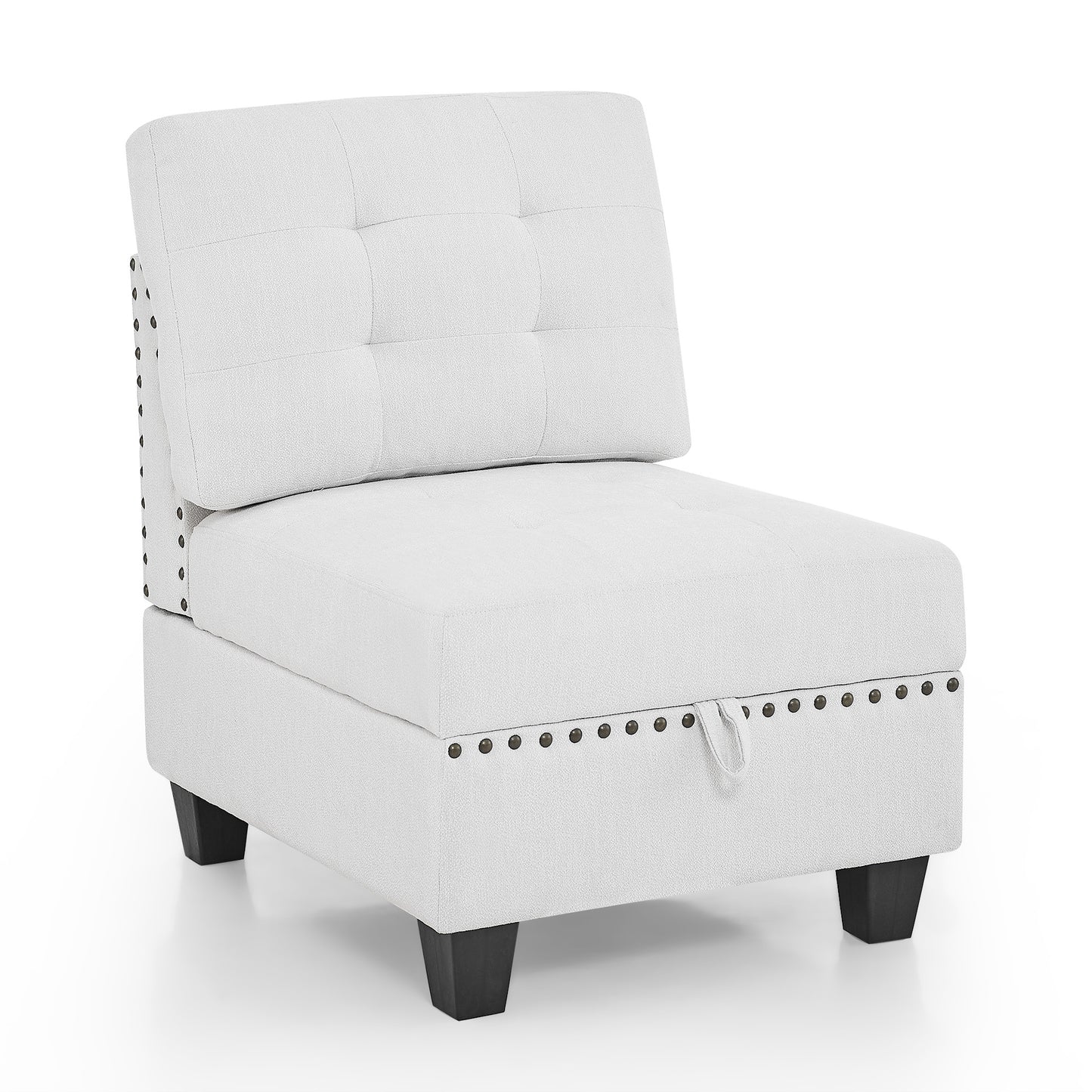 u shape modular sectional with ottoman, ivory
