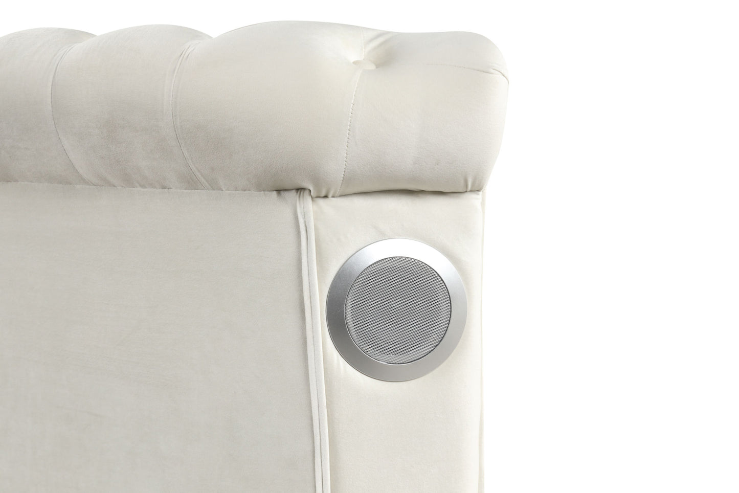 hazel modern style queen bed with usb charger & made with wood in cream