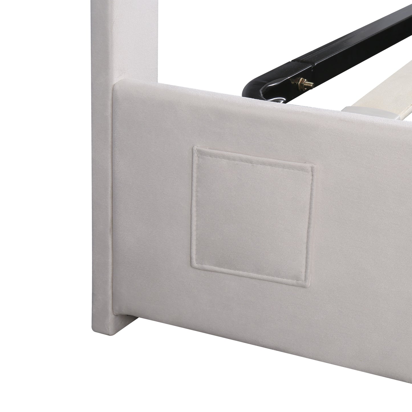 velvet upholstered hydraulic storage bed with led light, bluetooth player, and usb charging