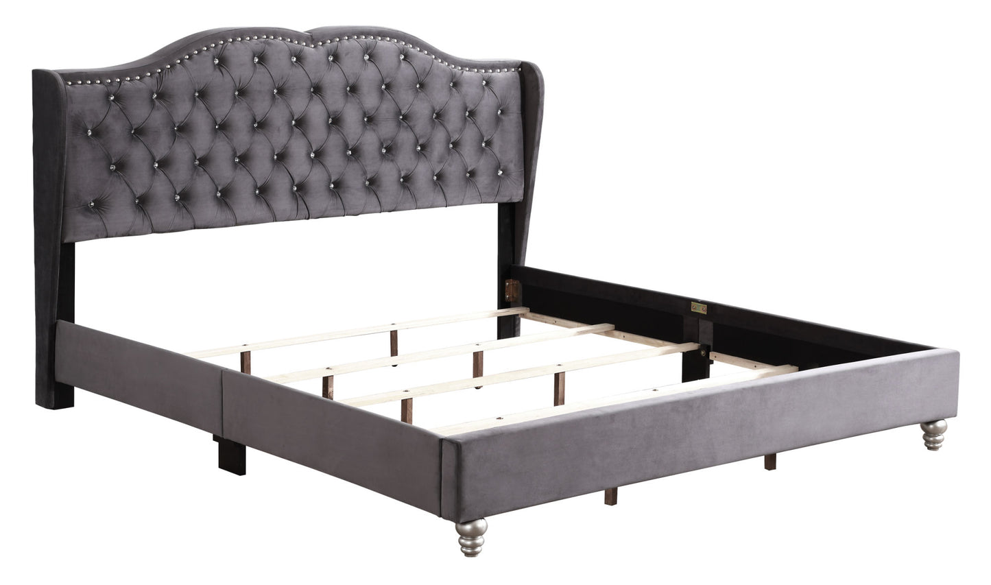 joy upholstered bed , grey