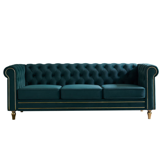 Chesterfield Velvet Sofa, GREEN
