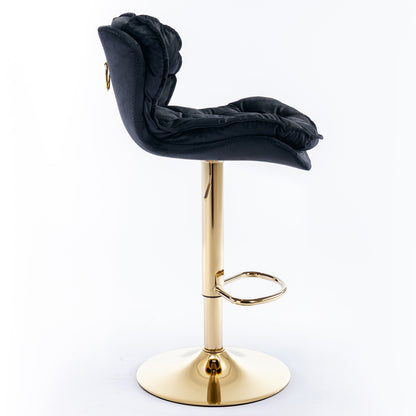 Swivel Bar Stools Set of 2, Velvet Black