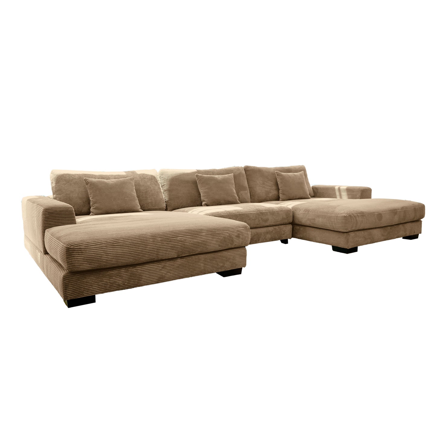 bella tan corduroy left-facing 3-piece sectional