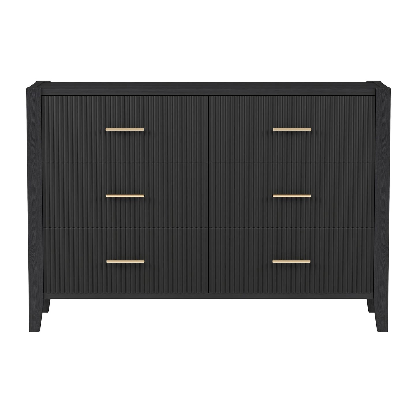6 drawer dresser with metal handle, black