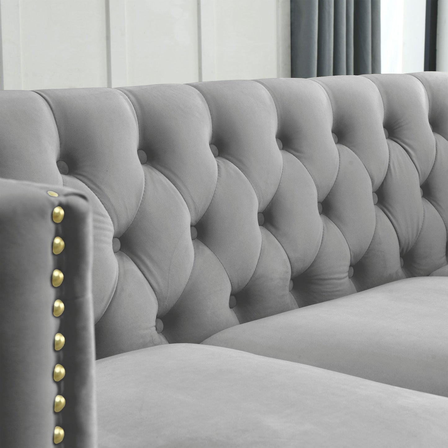 3-seater + 2-seater combination sofa, grey velvet