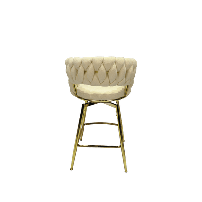 Bar Chair Toweling Woven Bar Stool Set of 4, White