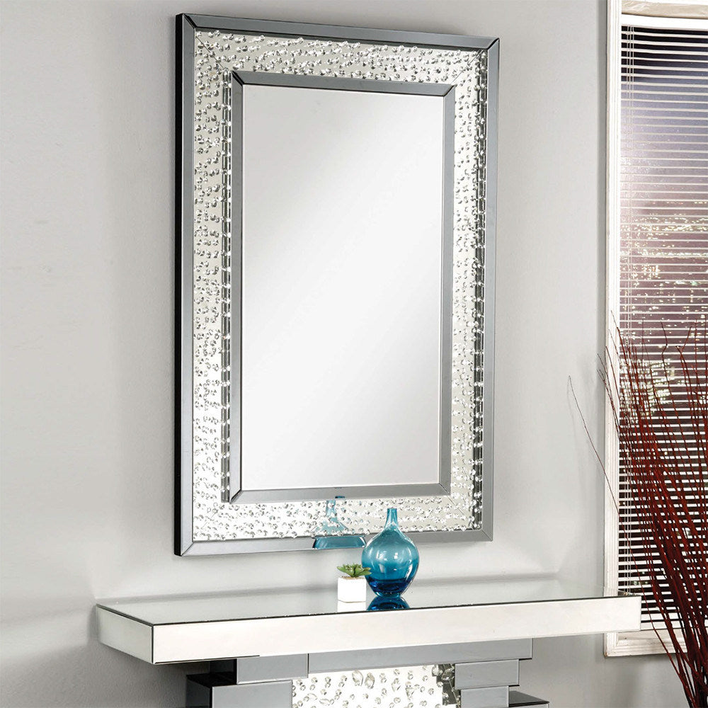 acme nysa wall decor in mirrored & faux crystals