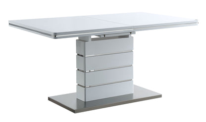 ACME Kameryn Dining Table w/Butterfly Leaf, White High Gloss Finish