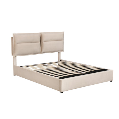 Upholstered Platform bed with a Hydraulic Storage System