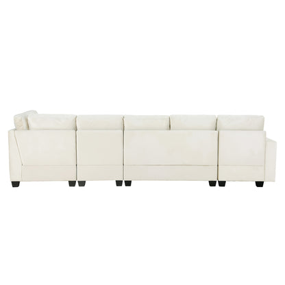 Modern L shape Sectional Sofa With USB Charging Port, Cream