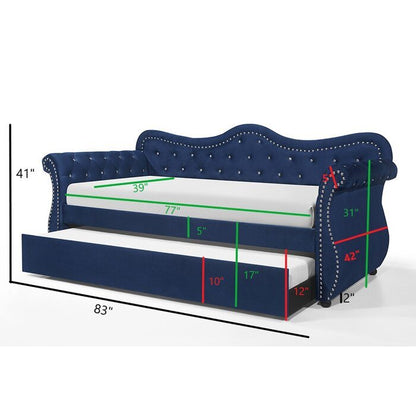 Upholstered Velvet Wood Daybed with Trundle