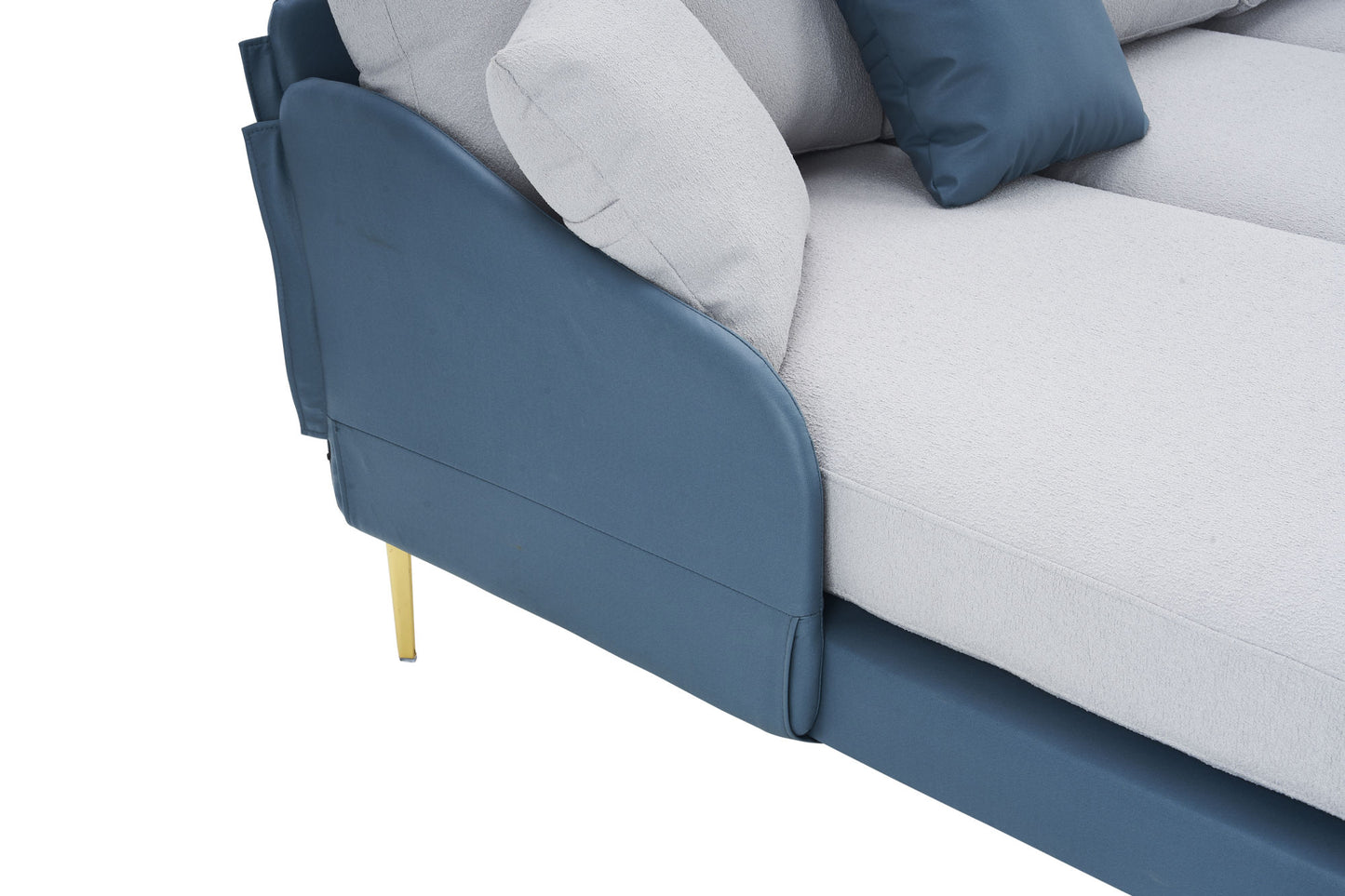holly comfy sectional, blue+light grey