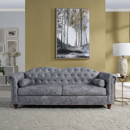 Classic Traditional L Upholstered Sofa, Grey