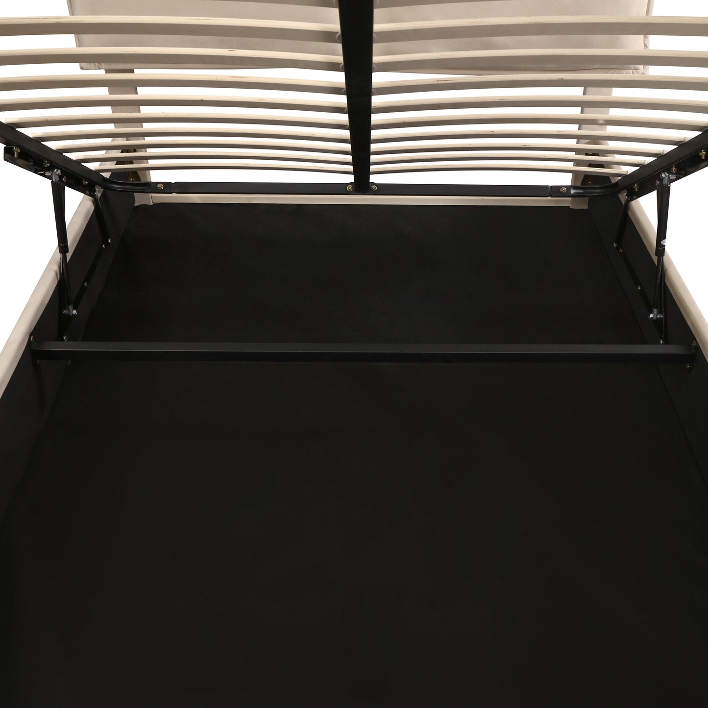 upholstered platform bed with a hydraulic storage system
