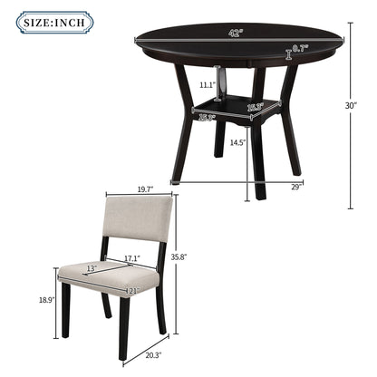5-Piece Kitchen Dining Table Set, Espresso