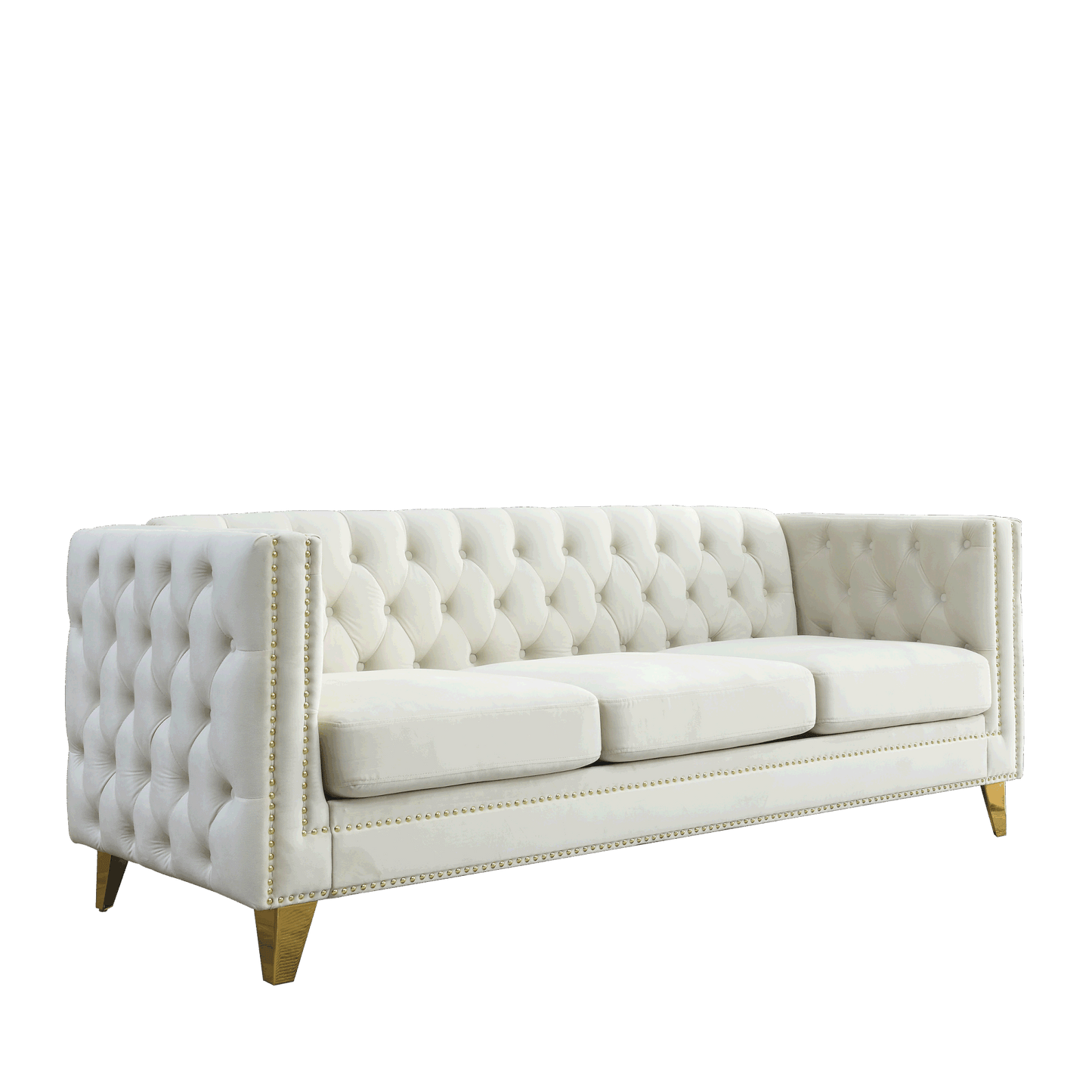3-seater + 2-seater combination sofa, beige velvet