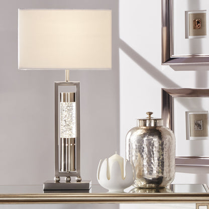 Modern Design Table Lamp with Satin Nickel Finish Sparkle