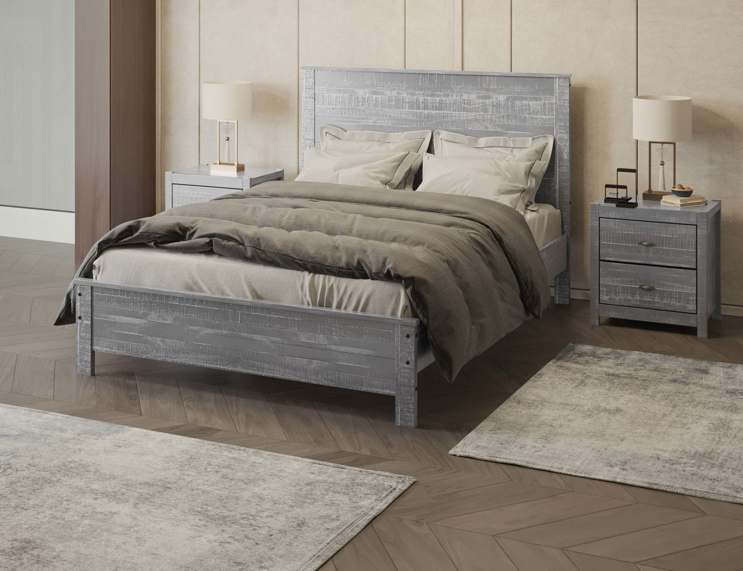 albany 3 piece twin bed set, gray