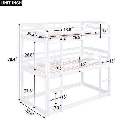 Twin over Twin over Twin Triple Bunk Bed,White