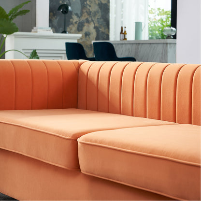 Cane Velvet Sofa , Orange