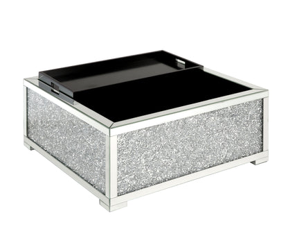 ACME Noralie OTTOMAN W/STORAGE Mirrored & Faux Diamonds