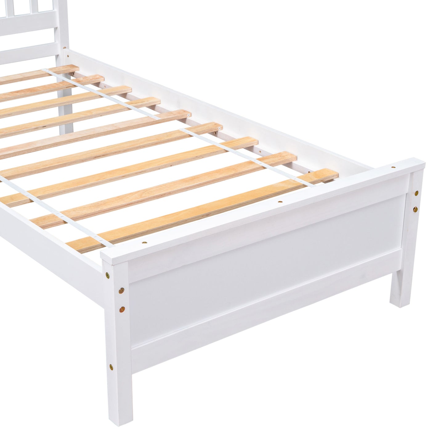 twin bed with headboard & nightstand, white