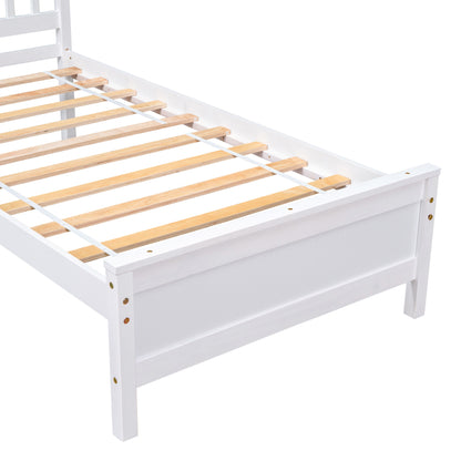 Twin Bed with Headboard & Nightstand, White