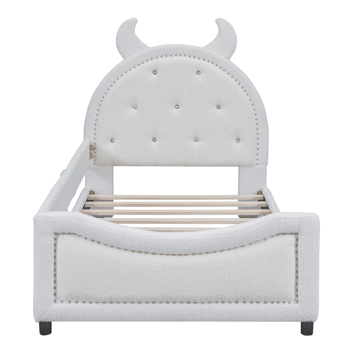 teddy fleece twin size upholstered daybed with ox horn shaped