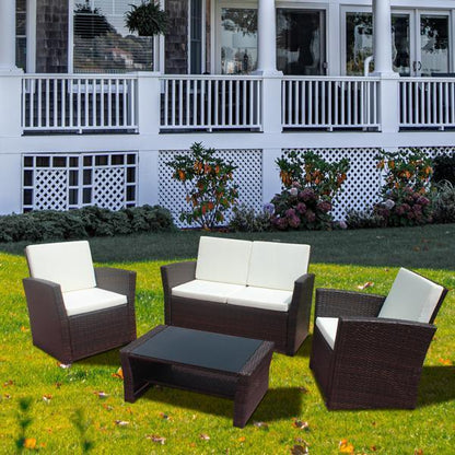 4Pcs Rattan PE Wicker Patio Set