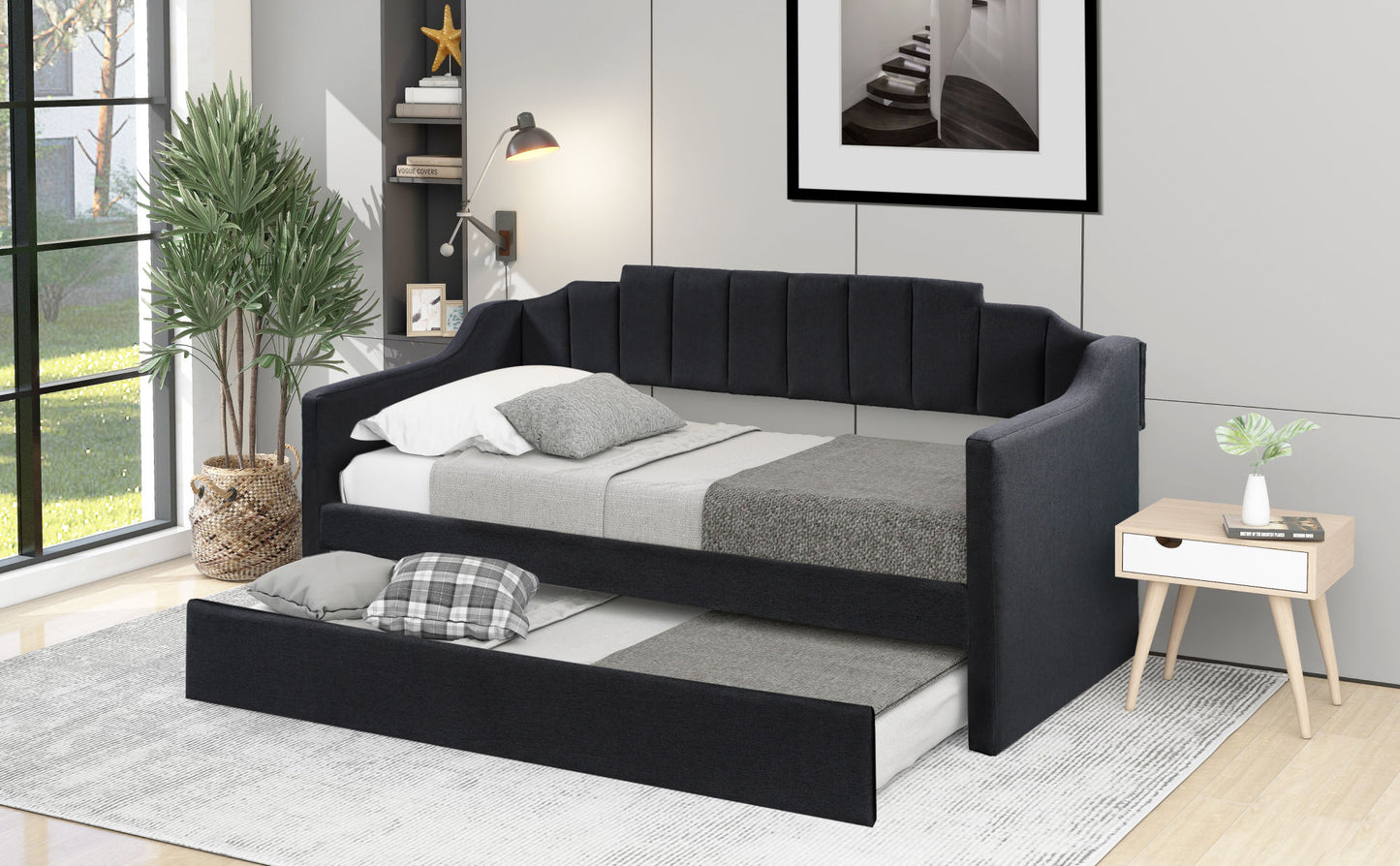 upholstered twin daybed with trundle