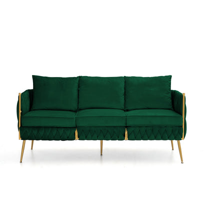 Fiona Fluffy Tufted Upholstered Sofa Set, Green Velvet