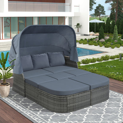 Daybed/Sunbed with Retractable Canopy Set