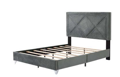 B109 Queen bed with two nightstands, + metal legs with Electroplate