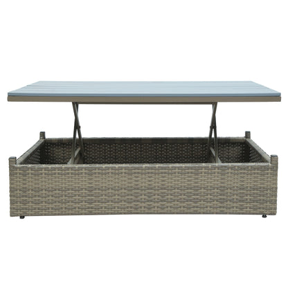 5-Piece Patio Wicker Sofa Set Cushions; Ottomans and Lift Top Coffee Table included