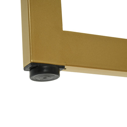 55.11'' Iron Dining Table with Tempered Glass Top, Clear & Gold
