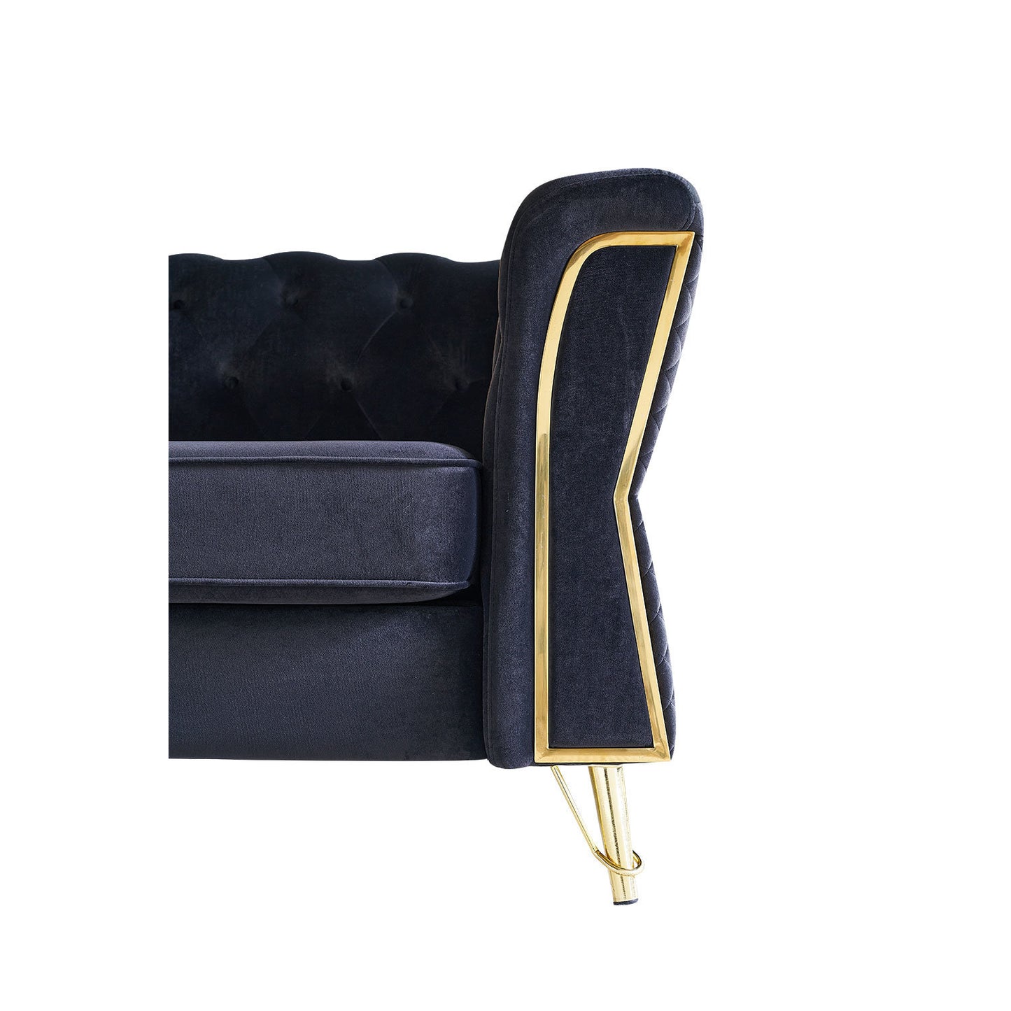 modern tufted velvet sofa, black