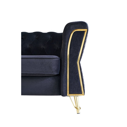 Modern Tufted Velvet Sofa, Black